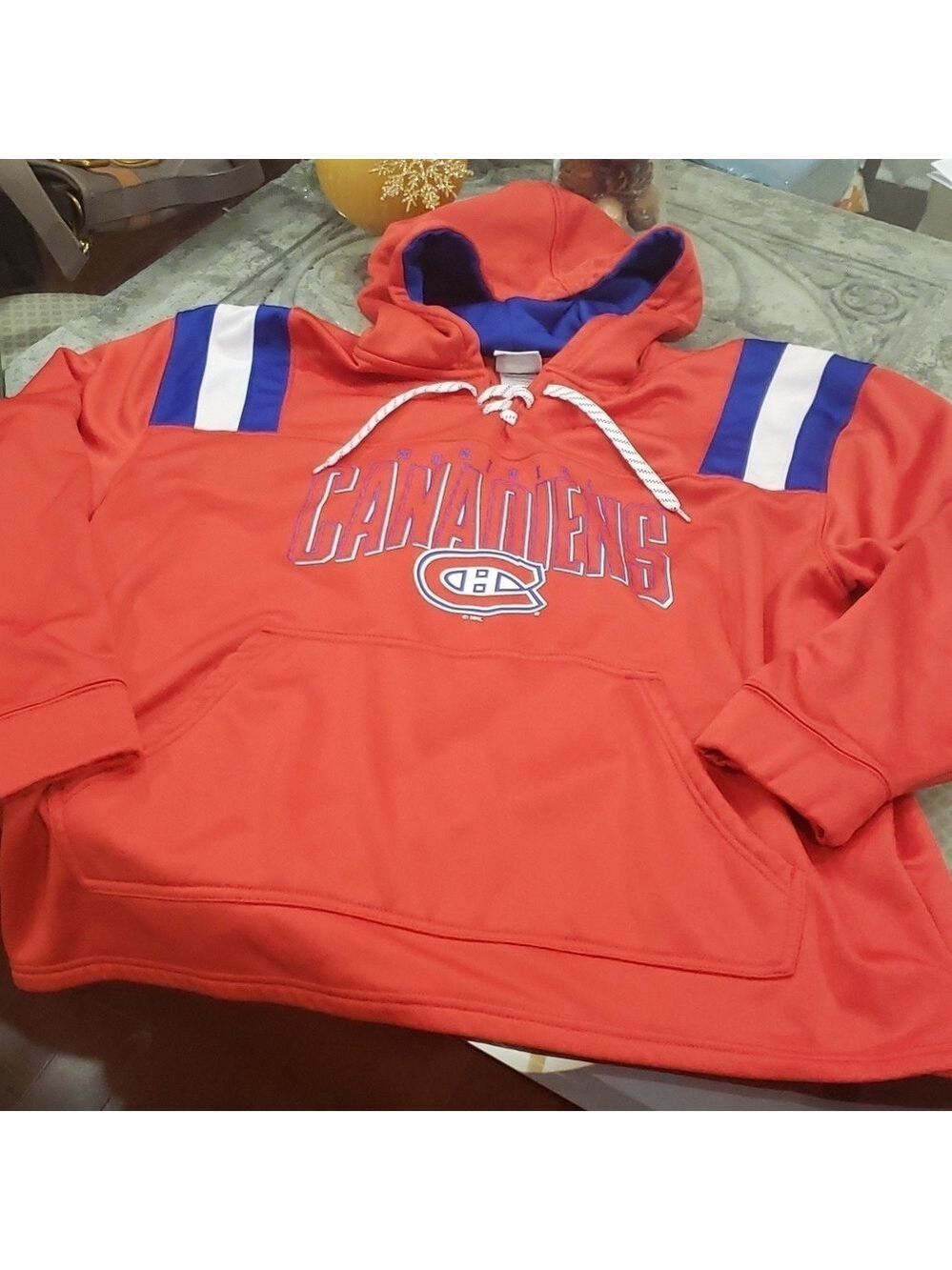 MONTREAL CANADIENS MEN'S RED HOODED JERSEY NEW XL Oversize